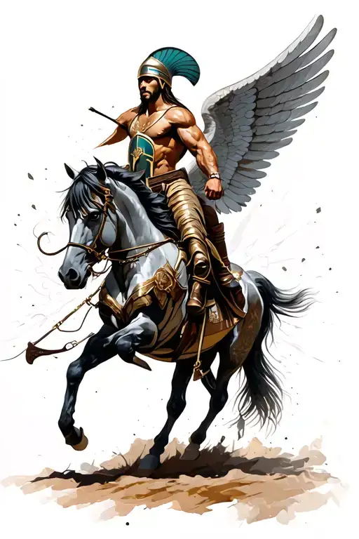Spartan and horse with wings tattoo design idea