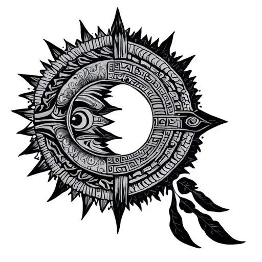 Mayan Sun Moon tattoo design idea