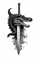 alligator samurai sword tattoo design idea