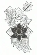 minimalist tattoo design featuring geo lotus with Mandela tattoo design idea