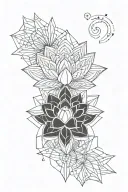 minimalist tattoo design featuring geo lotus with Mandela tattoo design idea
