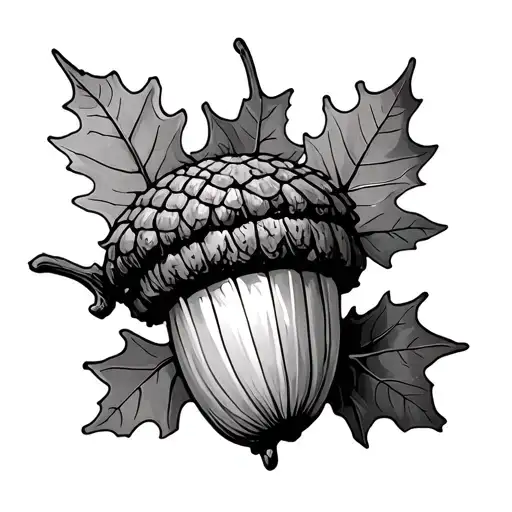 acorn, oak tree, oak leaf tattoo design idea