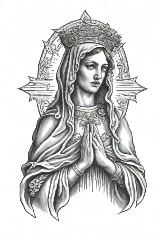 Holy Mary, military tattoo design idea
