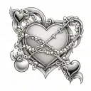 Pearls heart June 26 2021 In Roman Numerals tattoo design idea