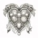 Pearls heart June 26 2021 In Roman Numerals tattoo design idea