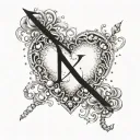 Pearls heart June 26 2021 In Roman Numerals tattoo design idea