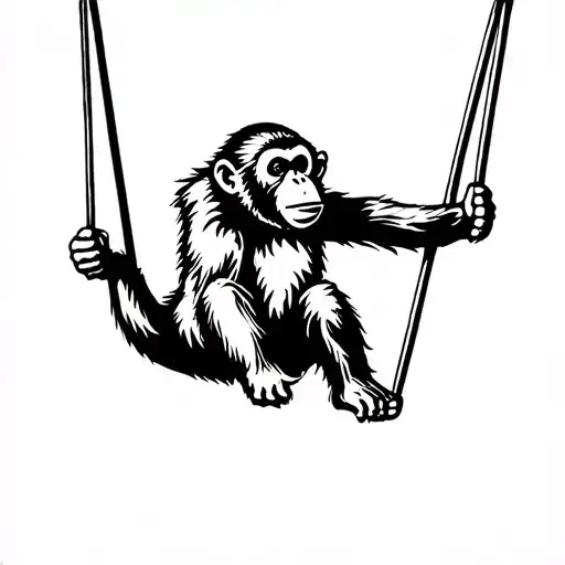 monkey swinging tattoo design idea
