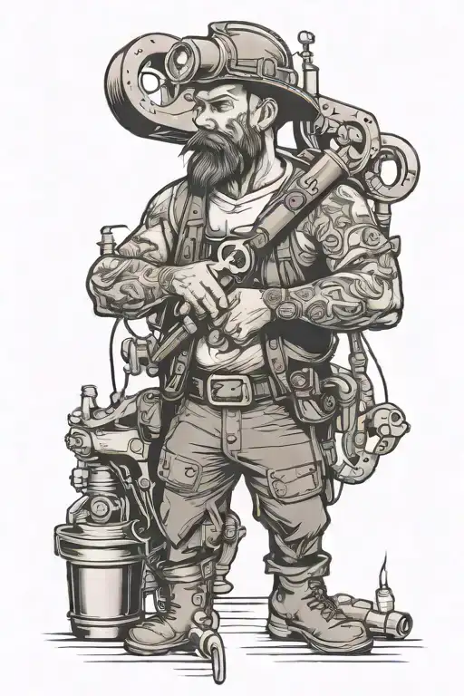steamfitter with tools  tattoo design idea