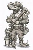 steamfitter with tools  tattoo design idea