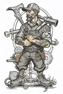 steamfitter with tools  tattoo design idea