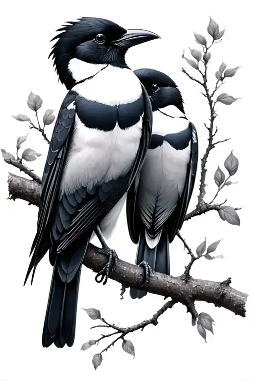 2 Magpies two for joy tattoo design idea