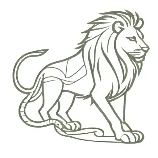 hyrogliphic lion fine line tattoo tattoo design idea
