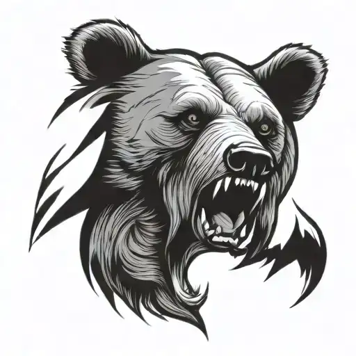 bear face with open jaw tattoo design idea