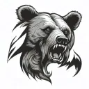 bear face with open jaw tattoo design idea