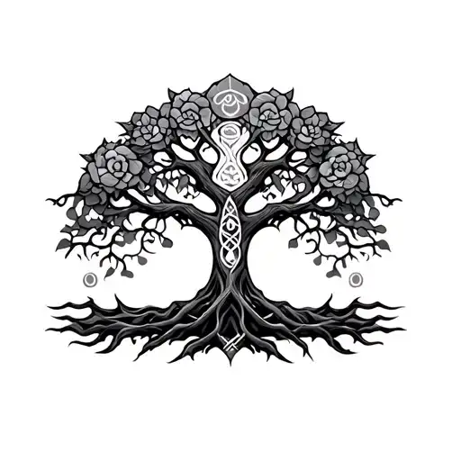 Celtic tree of life irezumi style design tattoo design idea