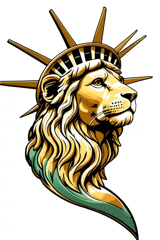 head of the lion on statue of liberty tattoo design idea