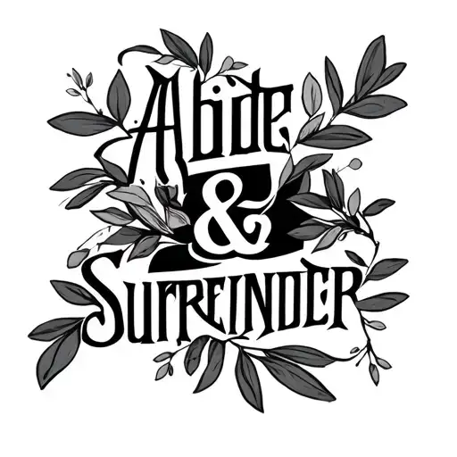 the words: Abide & Surrender - maybe surrounded by olive branches or dainty leaves  tattoo design idea