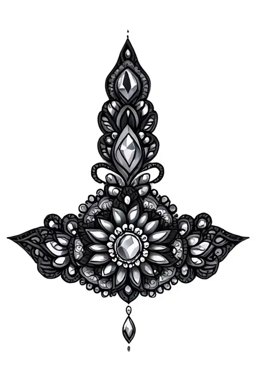mandala gem lace tattoo design idea