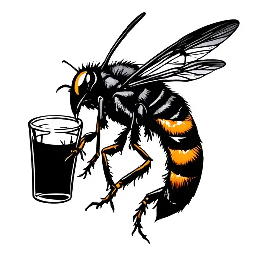 a messenger and a drinking hornet tattoo design idea