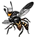 a messenger and a drinking hornet tattoo design idea