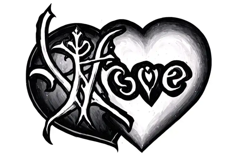 Fuck Love symbol tattoo design idea