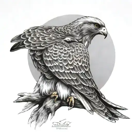 red tailed hawk perched tattoo design idea