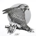 red tailed hawk perched tattoo design idea