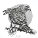 red tailed hawk perched tattoo design idea