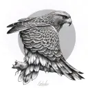 red tailed hawk perched tattoo design idea