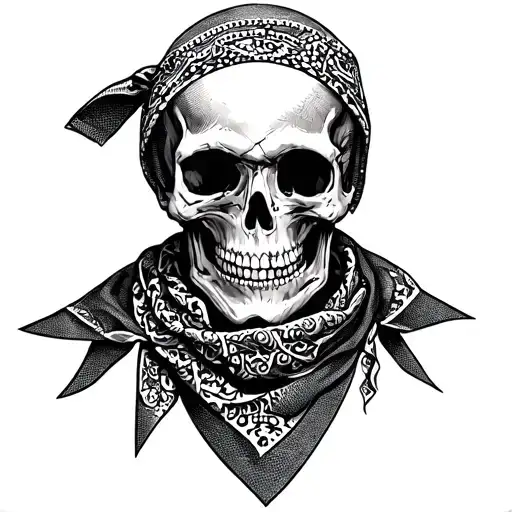 half skeleton with bandana around neck tattoo design idea