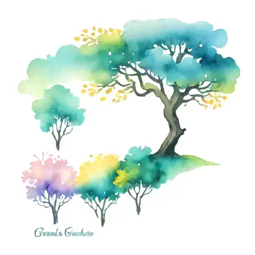 four almond trees in four seasons changing tattoo design idea