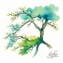 four almond trees in four seasons changing tattoo design idea