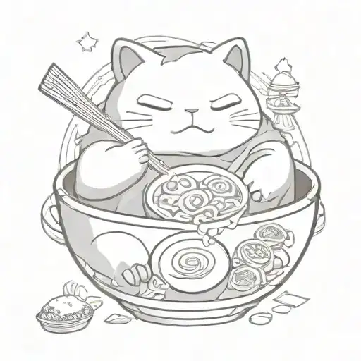 pokemon snorlax eating ramen tattoo design idea