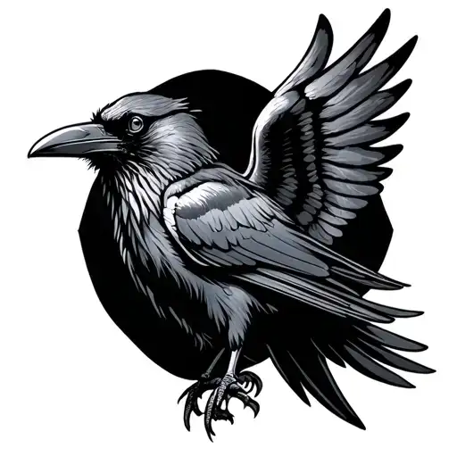 raven with wings tattoo design idea