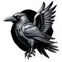 raven with wings tattoo design idea