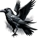 raven with wings tattoo design idea