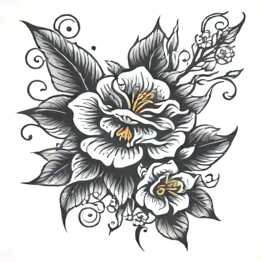 la phrase " no rain no flowers" tattoo design idea