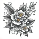 la phrase " no rain no flowers" tattoo design idea