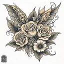 la phrase " no rain no flowers" tattoo design idea