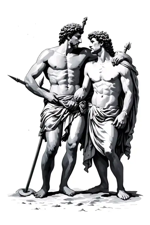 Achilles and Patroclus together in shades tattoo design idea