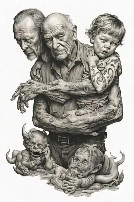 I died when I was little and came back to life in my father's arms. tattoo design idea