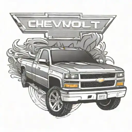 large Chevrolet logo, with 1994 Chevy Silverado front end  tattoo design idea