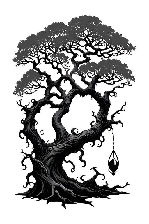 a poison tree silhouette tattoo design idea