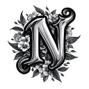 Cursive N tattoo design idea