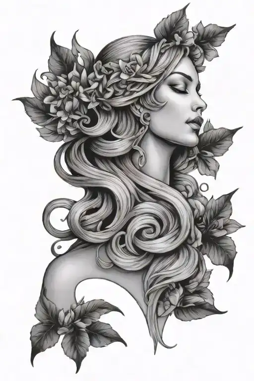 virgo goddess tattoo design idea