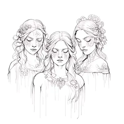 three fates cutting the threat tattoo design idea