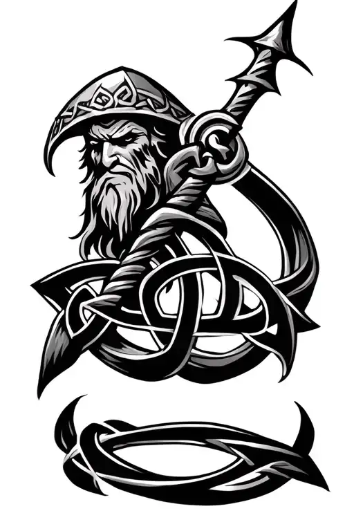 Norse theme Viking odin tribal Celtic knots tattoo design idea
