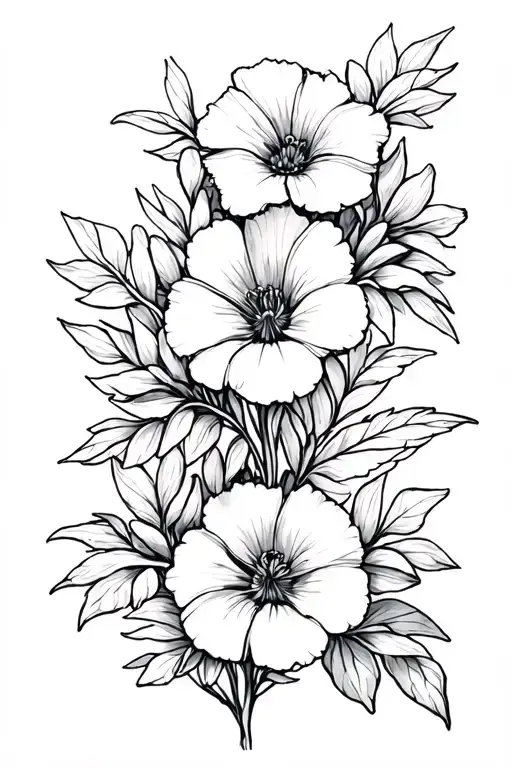carnation, snowdrop, morning glory, aster flower tattoo tattoo design idea