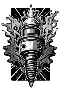 motocross theme sleeve with a evil spark plug, an evil piston, a edgey sprocket with smoke coming up through all of it tattoo design idea