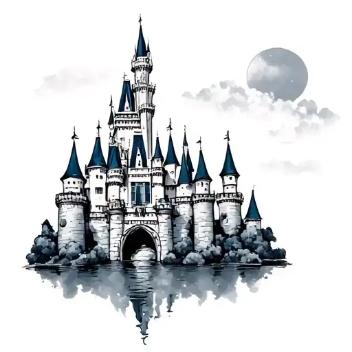 disney castle tattoo design idea